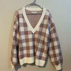 Loft Plaid V Neck Sweater